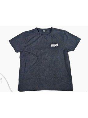 Huel Men's XL T-Shirt Black Stretch Cotton Blend Performance Minimalist Logo